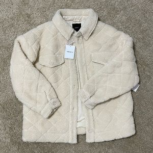 Forever 21 Cream Quilted Sherpa Jacket